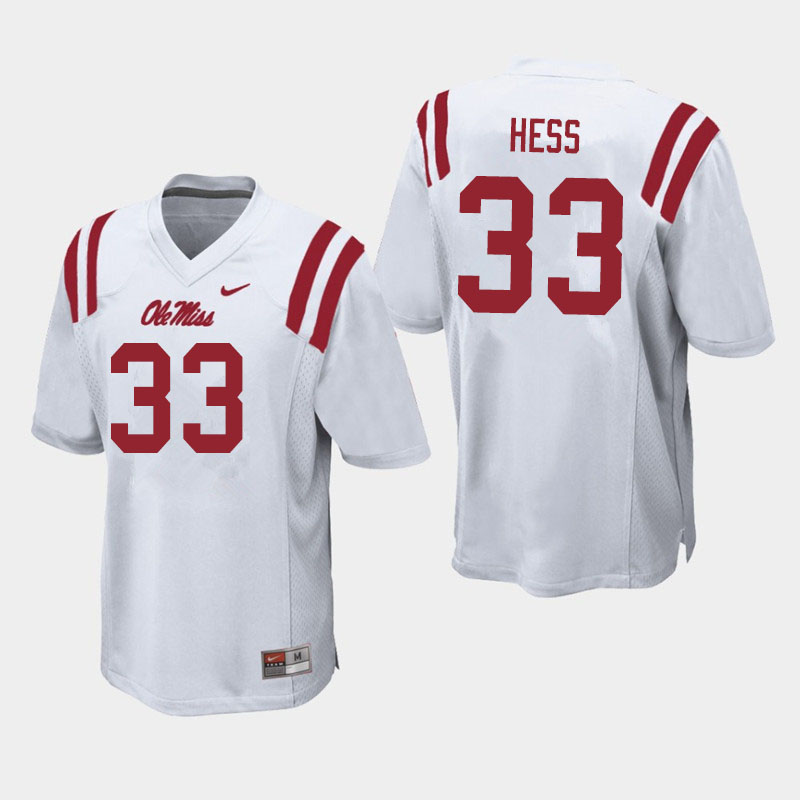 Men #33 Jonathan Hess Ole Miss Rebels College Football Jerseys Sale-White